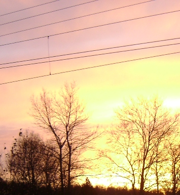 Højspændingsmaster solnedgang